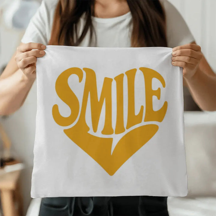 Smile Heart Throw Pillow Cover For Every Space - Yellow 