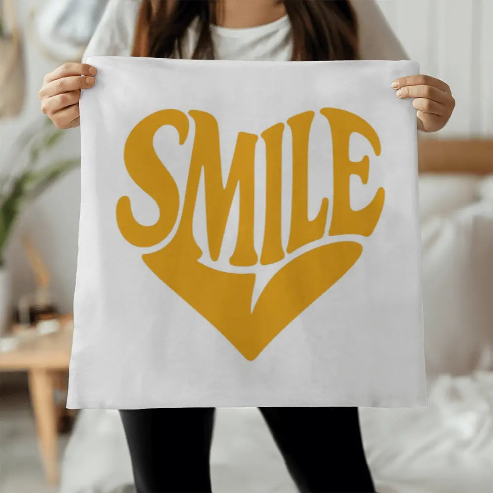 Smile Heart Throw Pillow Cover For Every Space - Yellow 