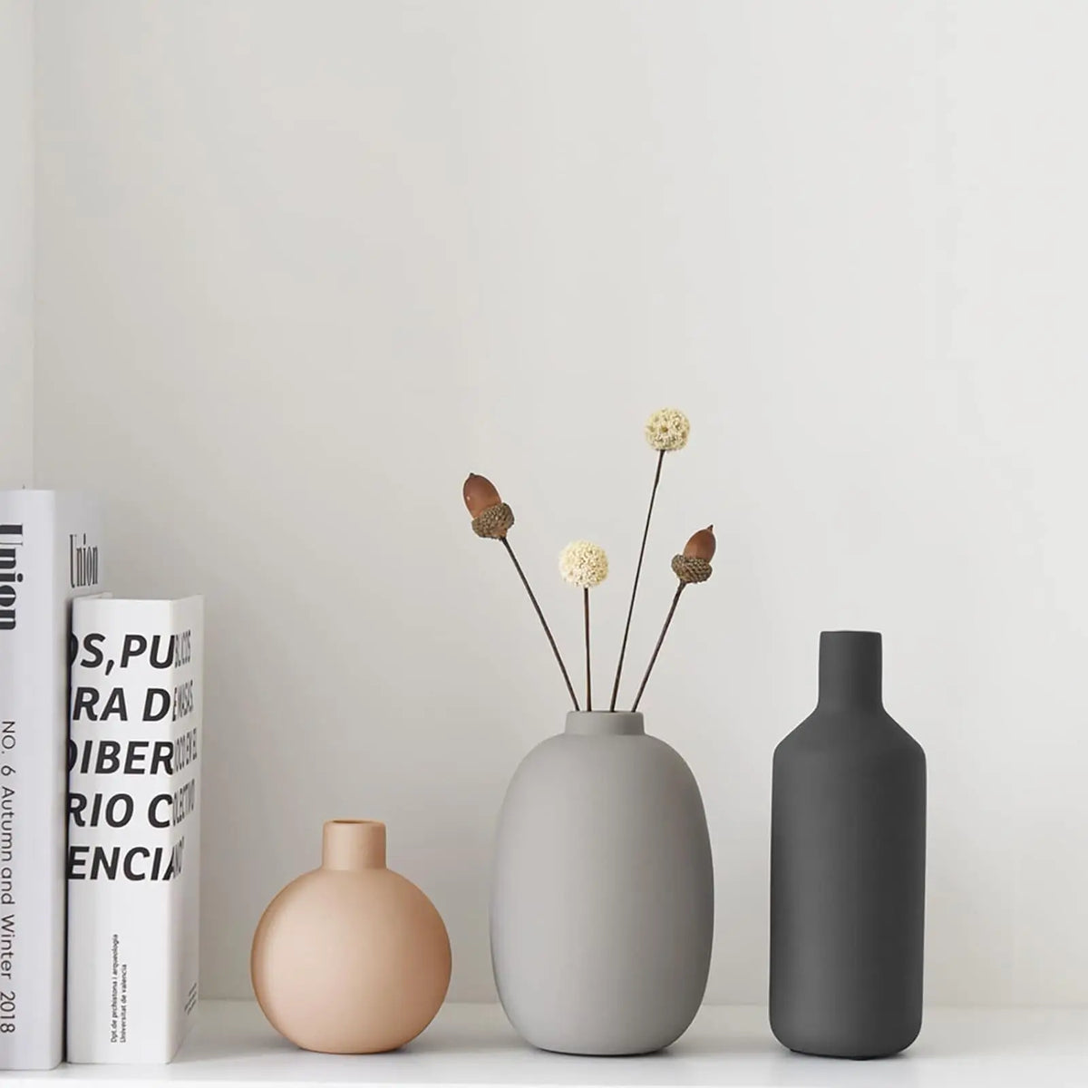 Smiletag Ceramic Vase, Small Modern Vase, Set of 3 - Neutral Multicolor 