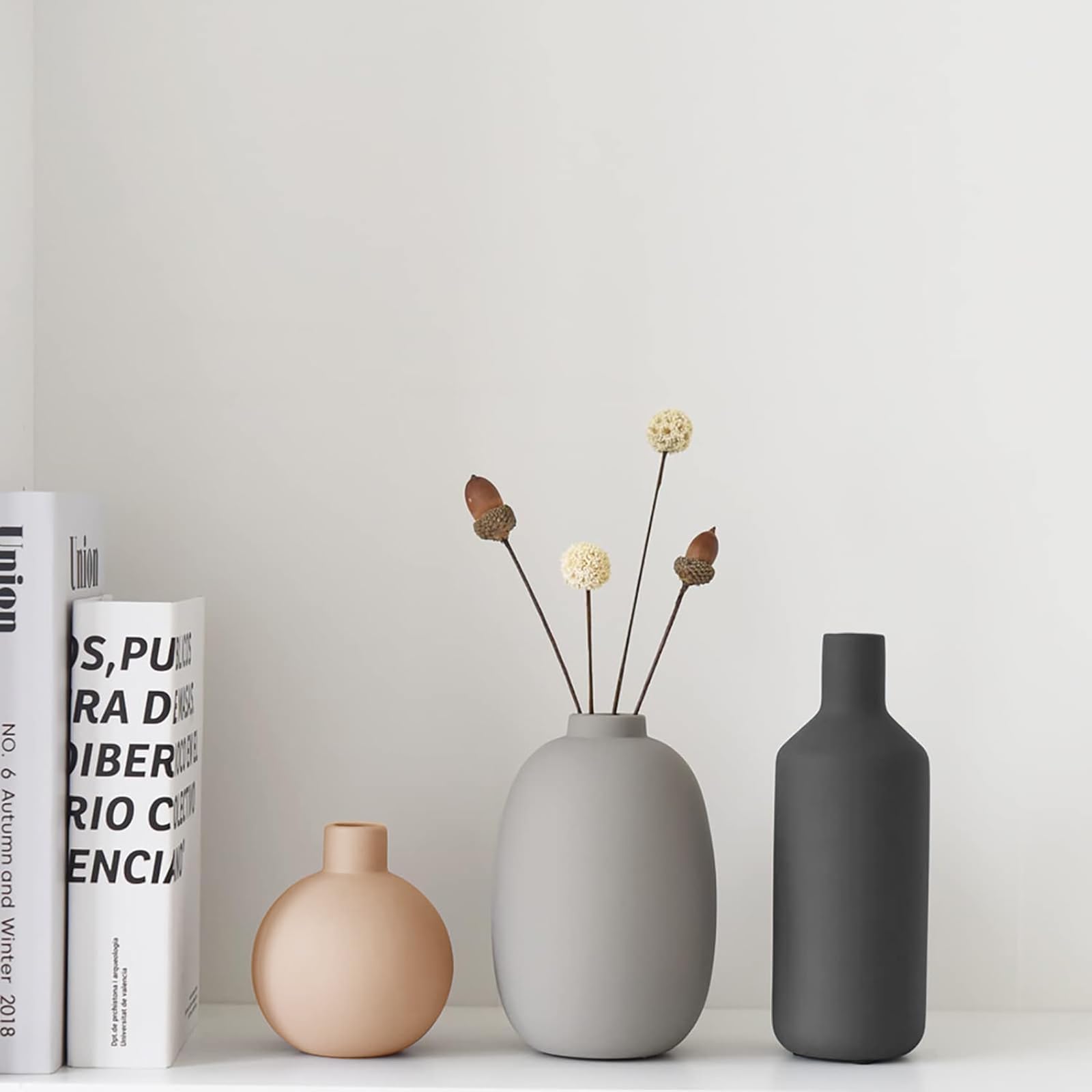 Smiletag Ceramic Vase, Small Modern Vase, Set of 3 - Neutral Multicolor 