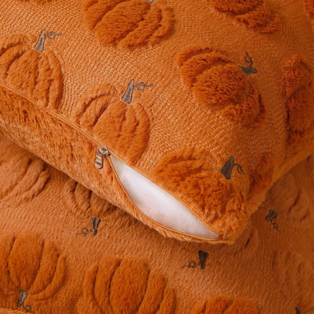 Softalker Fall Throw Pillow Covers 18x18, Set of 2, Rust Orange Pumpkin Decor