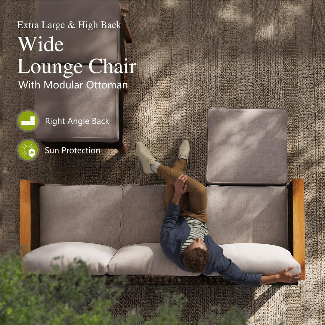 Sophia &amp; William 7 Pieces Wicker Patio Furniture Set, Beige Cushion 