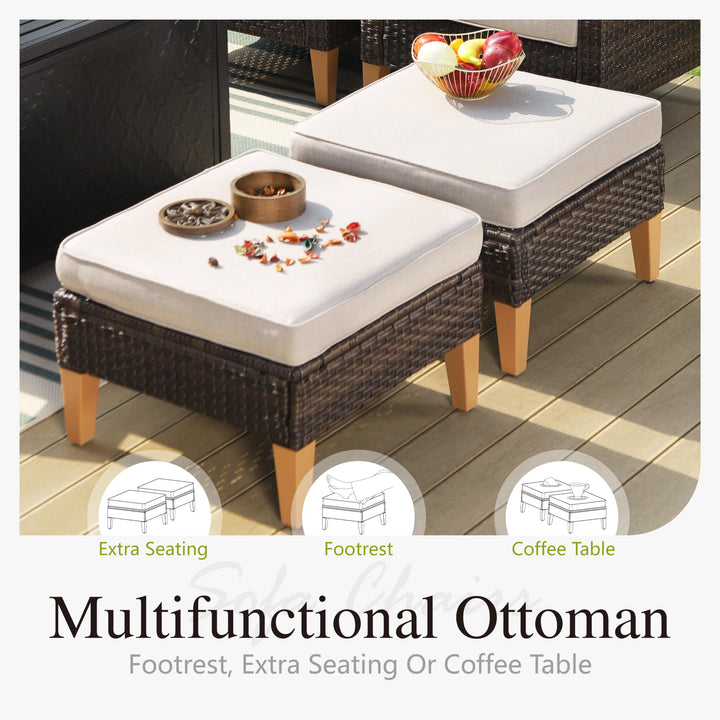 Sophia &amp; William 7 Pieces Wicker Patio Furniture Set, Beige Cushion 