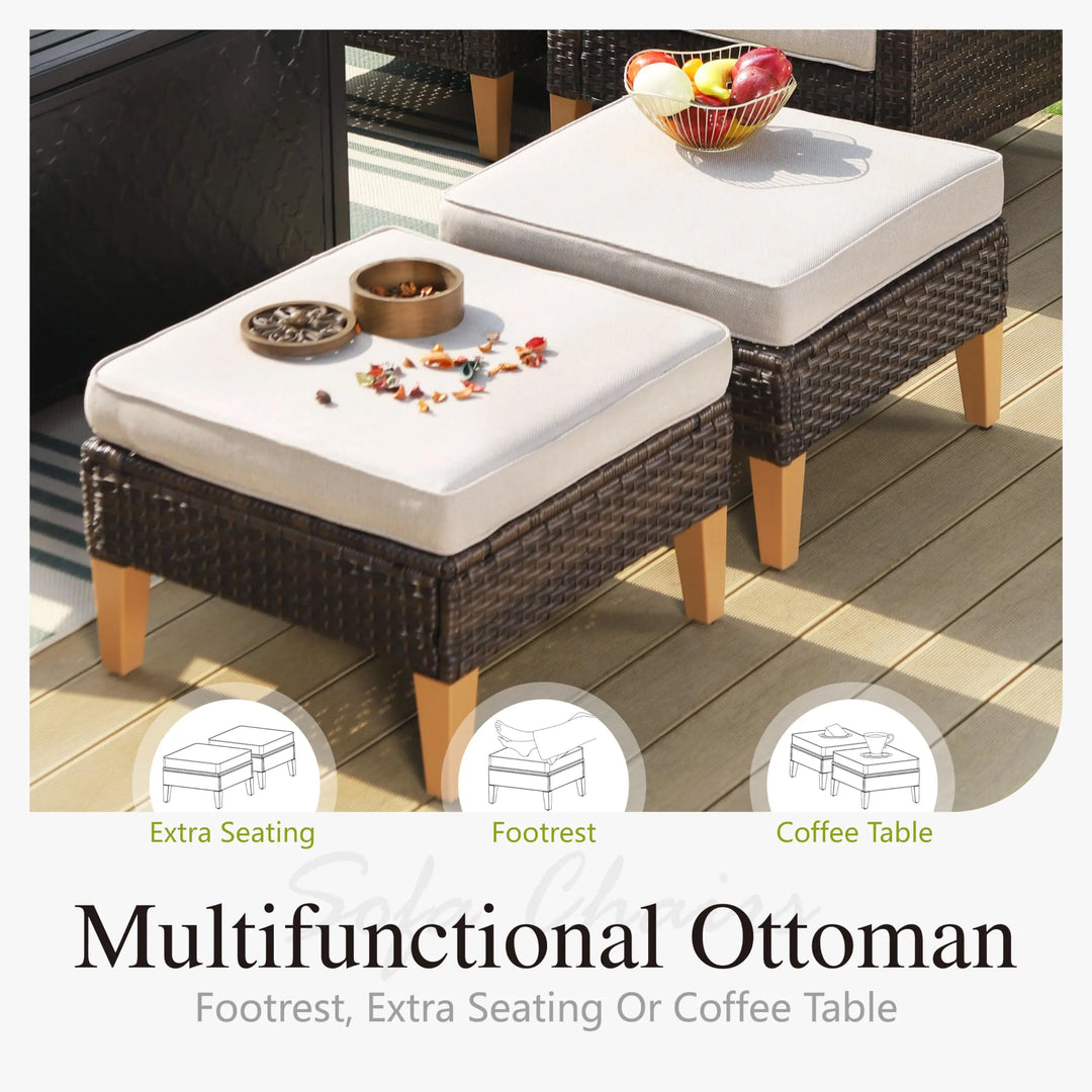 Sophia &amp; William 7 Pieces Wicker Patio Furniture Set, Beige Cushion 