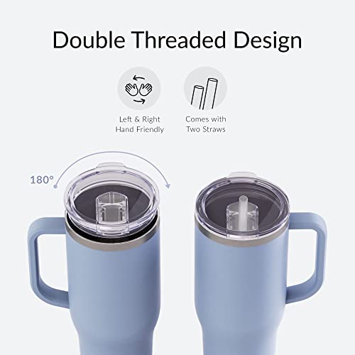 Maars Charger 40oz Insulated Travel Mug Tumbler with Handle | Double Wall Vacuum Sealed Stainless Steel Cup w/Straw and Lid - Deep Teal Maars Drinkware