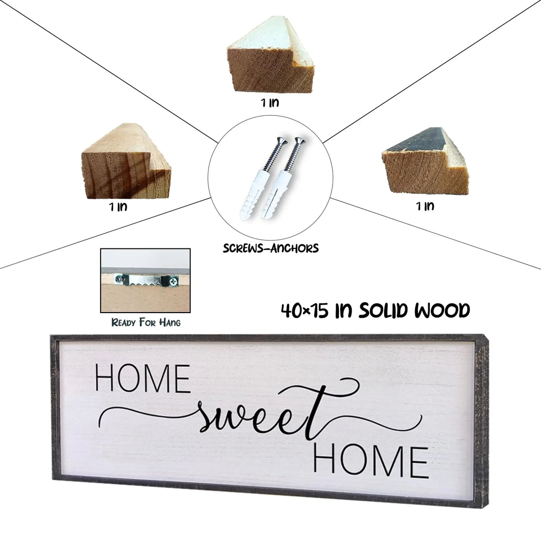 Surfapans Home Sweet Home Sign Wall Decor, 40x15 Inch, Black