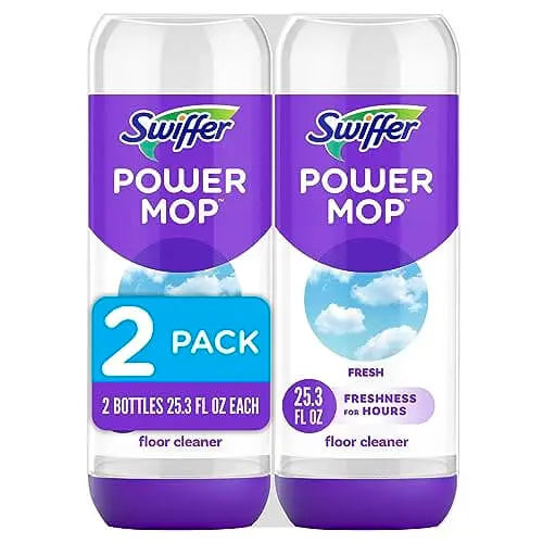 Swiffer PowerMop Floor Cleaning Solution with Fresh Scent, PowerMop Refills, Floor Cleaner for Mopping, 25.3 fl oz, 2 Pack 
