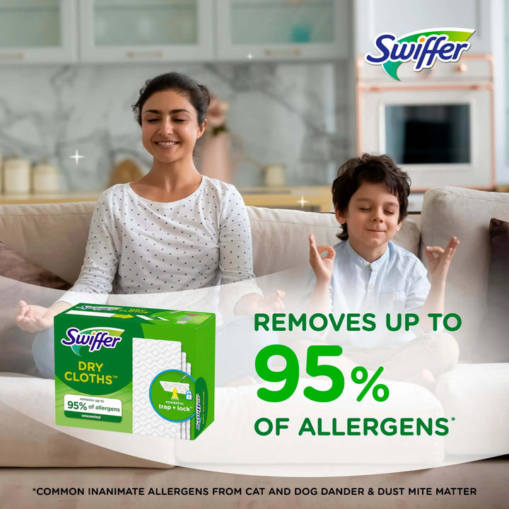 Swiffer Sweep + Mop, Dry Pads Refill, Floor Cleaner for Dirt, Dust, Hair, Cleaning Cloths for Mopping Home, Bathroom, Kitchen, Dust Mop, Floor Duster, Unscented, 52ct 