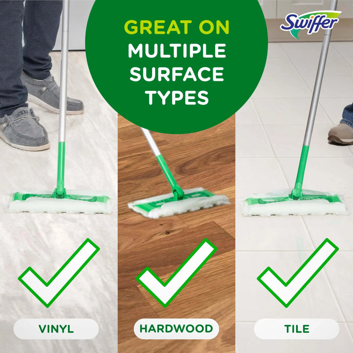 Swiffer Sweep + Mop, Dry Pads Refill, Floor Cleaner for Dirt, Dust, Hair, Cleaning Cloths for Mopping Home, Bathroom, Kitchen, Dust Mop, Floor Duster, Unscented, 52ct 