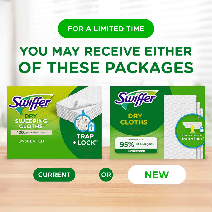 Swiffer Sweep + Mop, Dry Pads Refill, Floor Cleaner for Dirt, Dust, Hair, Cleaning Cloths for Mopping Home, Bathroom, Kitchen, Dust Mop, Floor Duster, Unscented, 52ct 