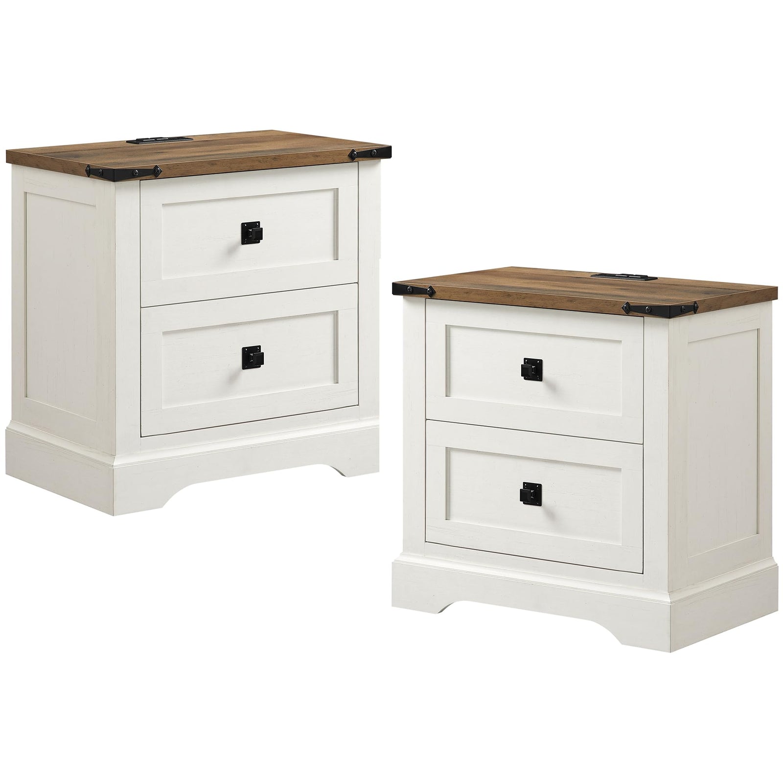 T4TREAM 24" Farmhouse Nightstand Set of 2, Antique White 