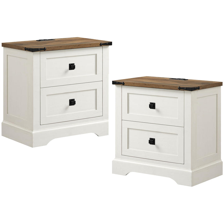 T4TREAM 24" Farmhouse Nightstand Set of 2, Antique White 