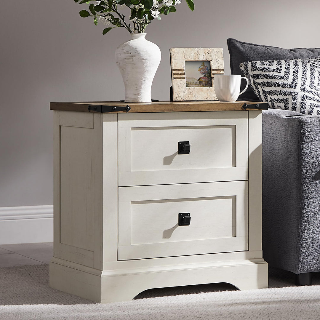 T4TREAM 24" Farmhouse Nightstand Set of 2, Antique White 