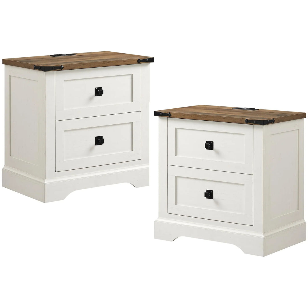 T4TREAM 24" Farmhouse Nightstand Set of 2, Antique White 