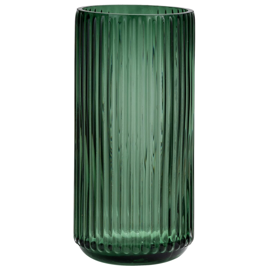 TIMEFOTO Flower Vase 7.5 inch Green Thickened Glass Vase for Bookshelf,Dinner Table,Indoor Office Desktop,Meeting Room,Bathroom,Countertop,Home Christmas Day Decoration 