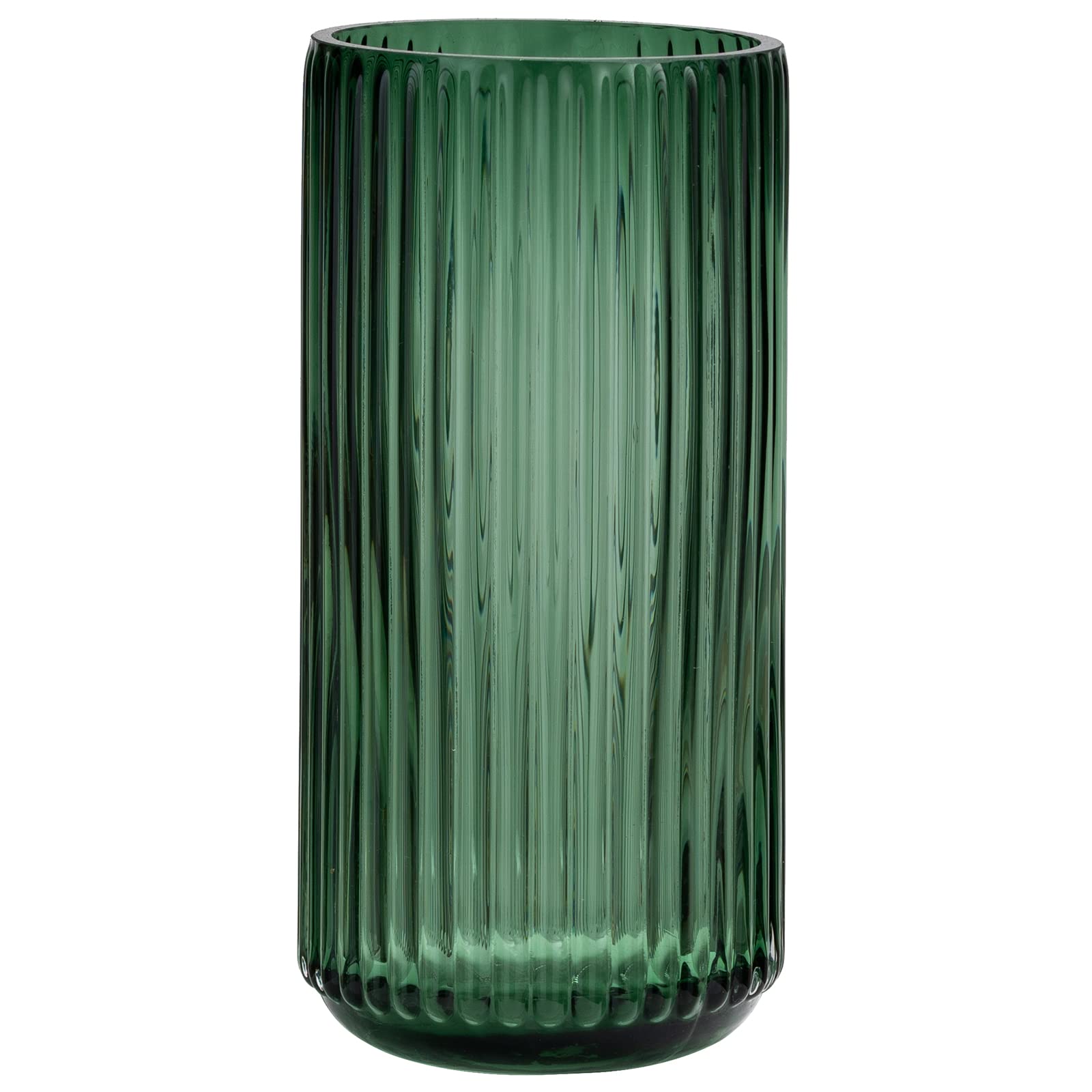 TIMEFOTO Flower Vase 7.5 inch Green Thickened Glass Vase for Bookshelf,Dinner Table,Indoor Office Desktop,Meeting Room,Bathroom,Countertop,Home Christmas Day Decoration 