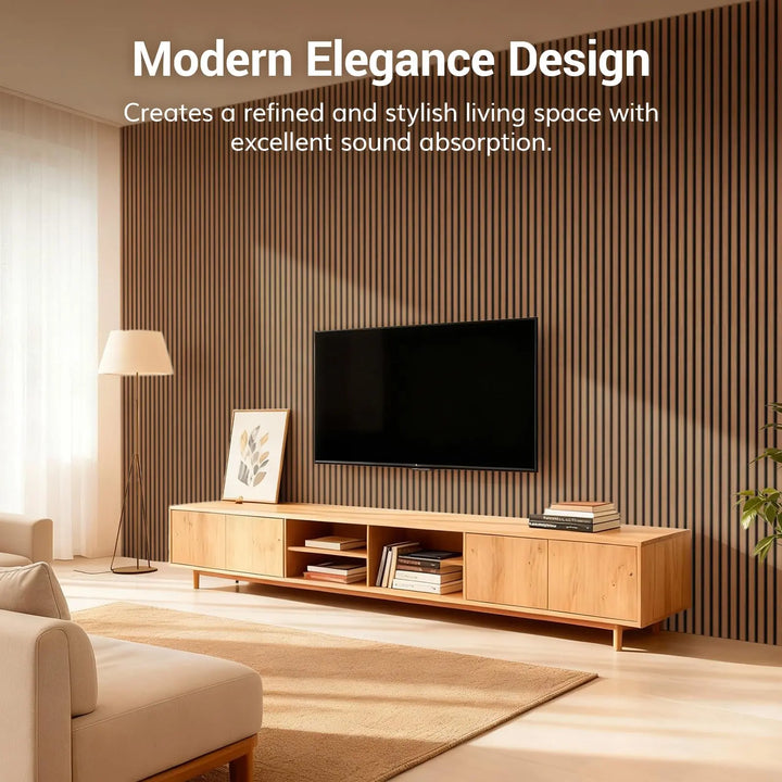 TONOR Wood Slatwall Panels, 4 Pack 47.2" x 23.6"/ 120 x60cm(31ft²) Acoustic Wall Panels, Wood Slat Acoustic Panels for Noise Cancelling and Home Decor, Living Room, Bedroom, Office, Room Decor, Walnut