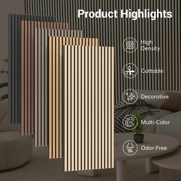 TONOR Wood Slatwall Panels, 4 Pack 47.2" x 23.6"/ 120 x60cm(31ft²) Acoustic Wall Panels, Wood Slat Acoustic Panels for Noise Cancelling and Home Decor, Living Room, Bedroom, Office, Room Decor, Walnut