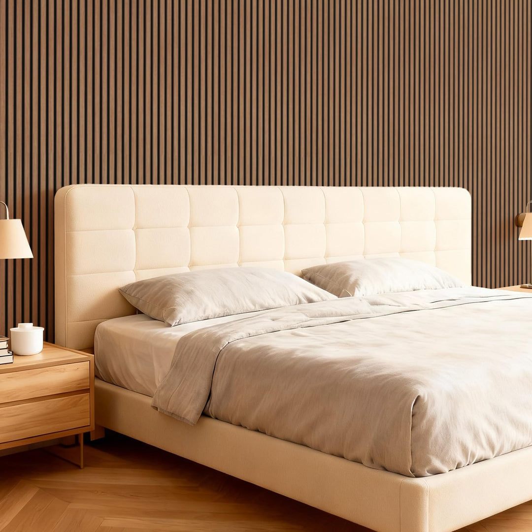 TONOR Wood Slatwall Panels, 4 Pack 47.2" x 23.6"/ 120 x60cm(31ft²) Acoustic Wall Panels, Wood Slat Acoustic Panels for Noise Cancelling and Home Decor, Living Room, Bedroom, Office, Room Decor, Walnut 