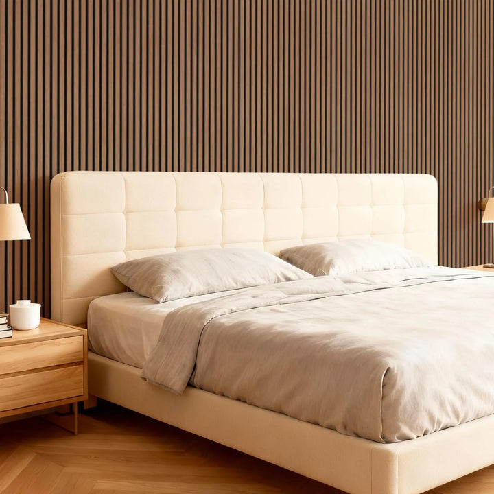 TONOR Wood Slatwall Panels, 4 Pack 47.2" x 23.6"/ 120 x60cm(31ft²) Acoustic Wall Panels, Wood Slat Acoustic Panels for Noise Cancelling and Home Decor, Living Room, Bedroom, Office, Room Decor, Walnut