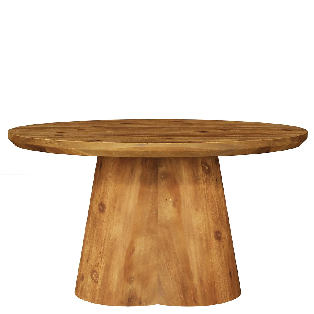 TRIBEWOOD round solid wood coffee table with a four-petal base