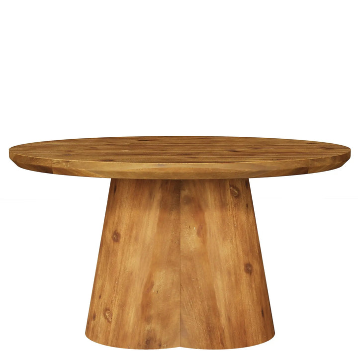 TRIBEWOOD round solid wood coffee table with a four-petal base