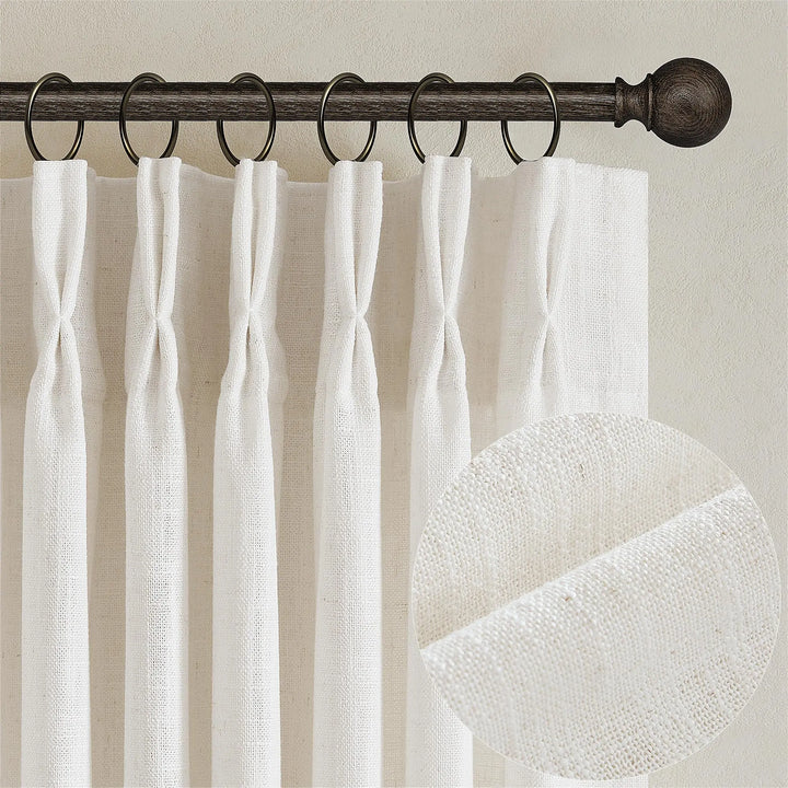 TWODRAPES Natural Pinch Pleated Linen Semi Sheer 84 Inch Curtains 2 Panels