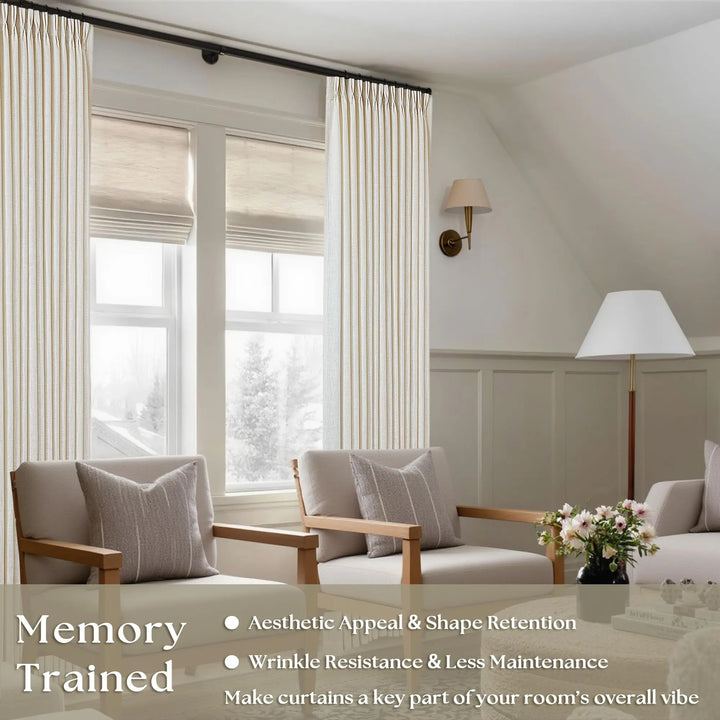 TWODRAPES Natural Pinch Pleated Linen Semi Sheer 84 Inch Curtains 2 Panels
