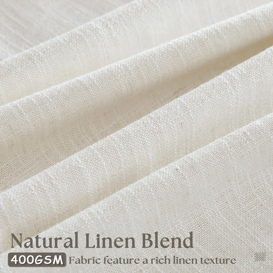 TWODRAPES Natural Pinch Pleated Linen Semi Sheer 84 Inch Curtains 2 Panels