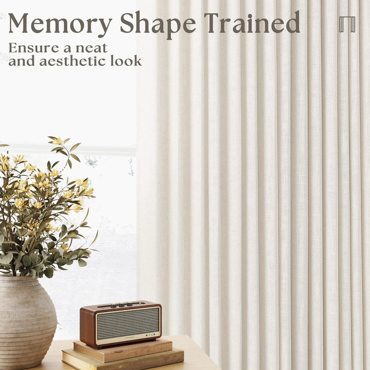 TWODRAPES Natural Pinch Pleated Linen Semi Sheer 84 Inch Curtains 2 Panels