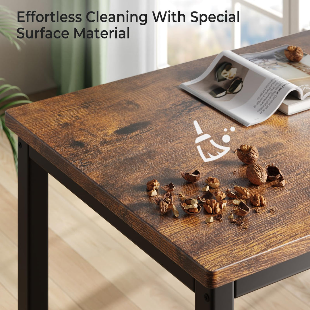 Tatub Dining Table Set for 4, 3-Piece Kitchen Table with 2 Benches, Space-Saving Dining Room Set for Breakfast Nook and Small Spaces, Brown 