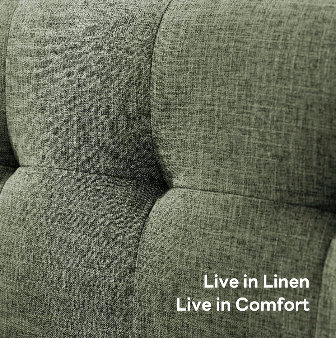 Tbfit green button-tufted mid-century loveseat