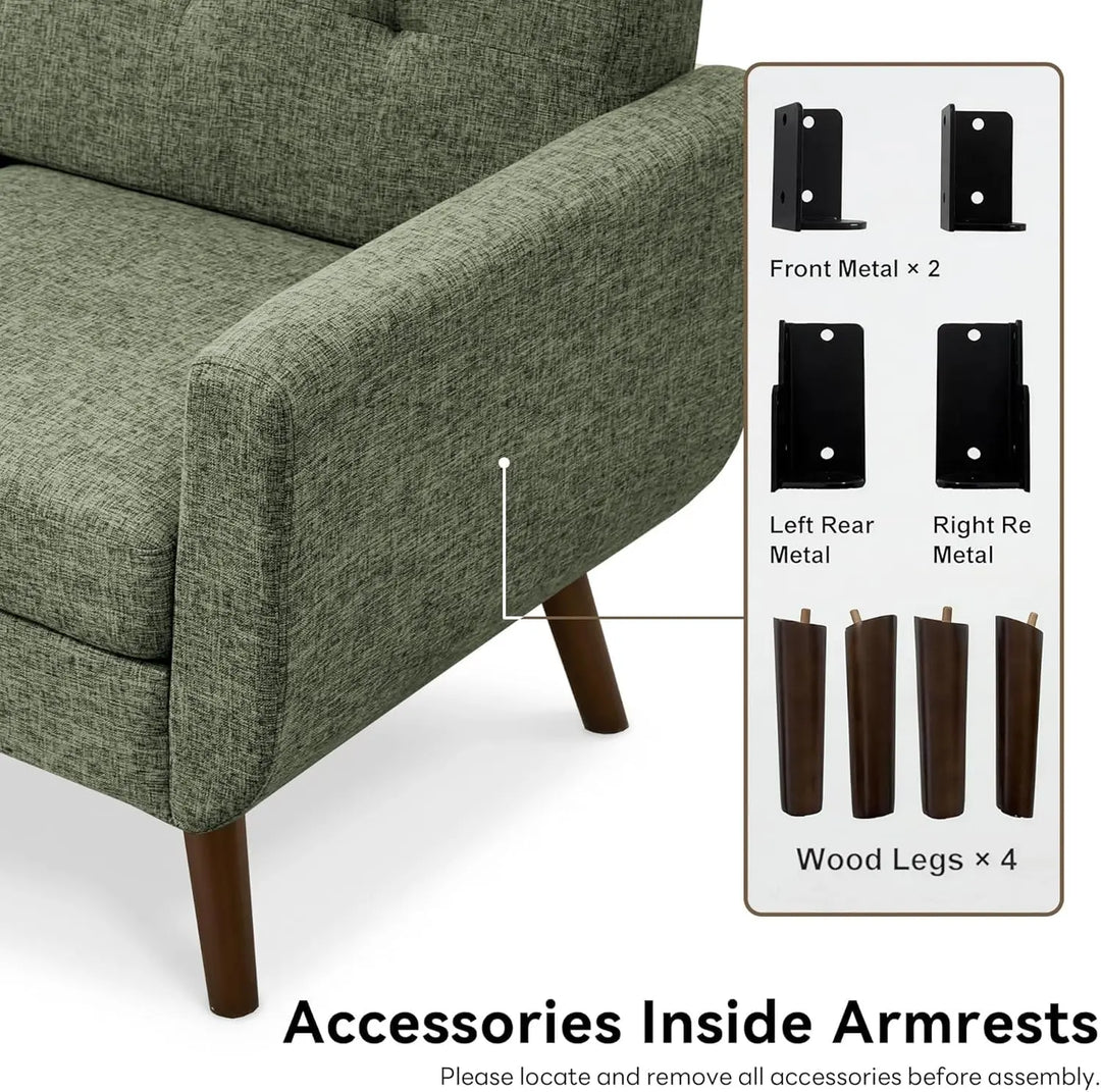 Tbfit green button-tufted mid-century loveseat