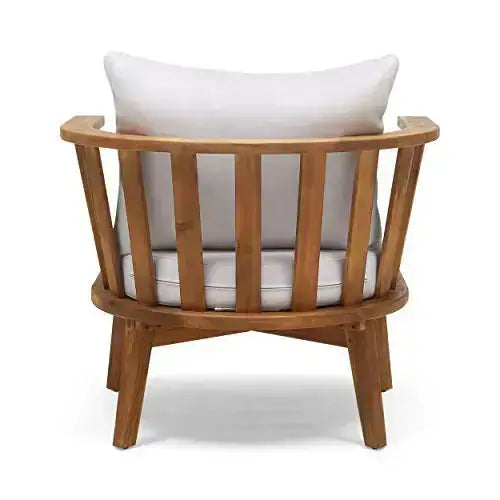 Christopher Knight Outdoor Chair with Cushions - White/Teak Finish