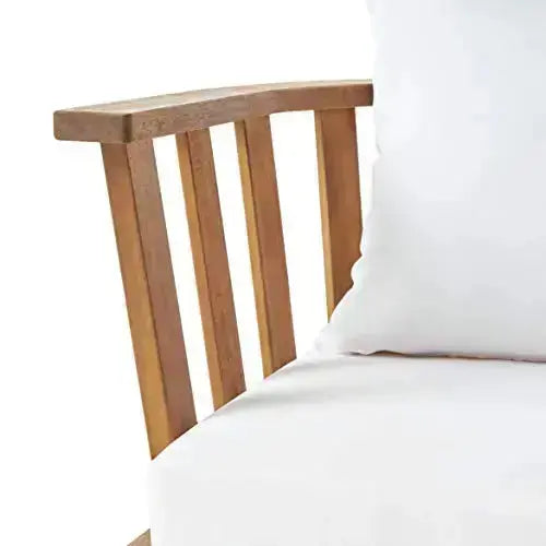 Christopher Knight Outdoor Chair with Cushions - White/Teak Finish