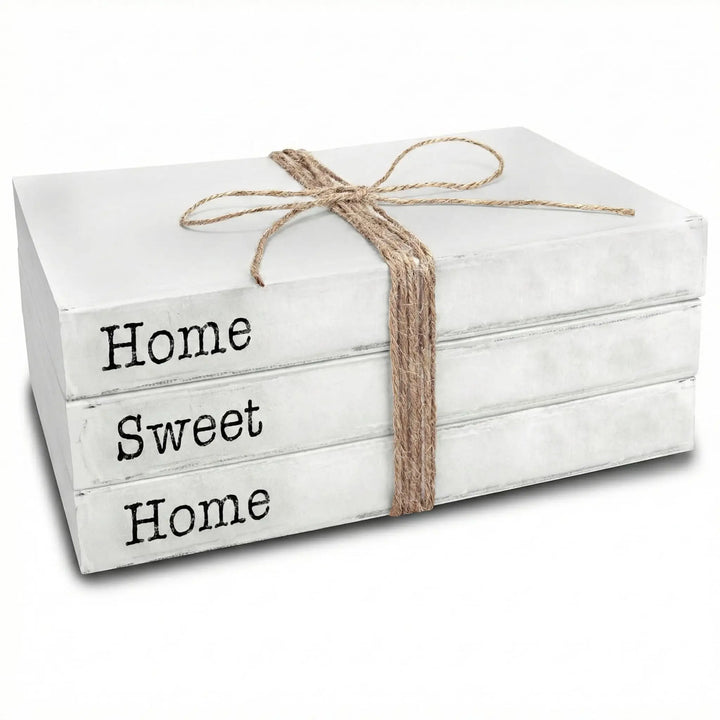 TenXVI Designs Home Sweet Home Decorative Books, White, Set of 3