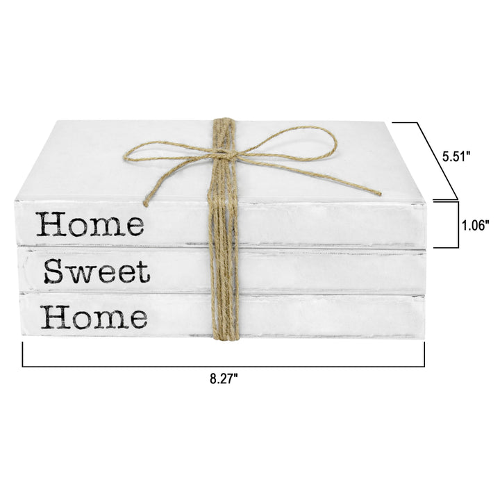 TenXVI Designs Home Sweet Home Decorative Books, White, Set of 3 