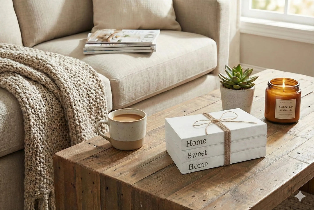 TenXVI Designs Home Sweet Home Decorative Books, White, Set of 3
