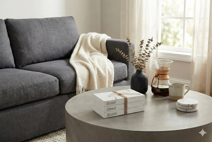 TenXVI Designs Home Sweet Home Decorative Books, White, Set of 3 