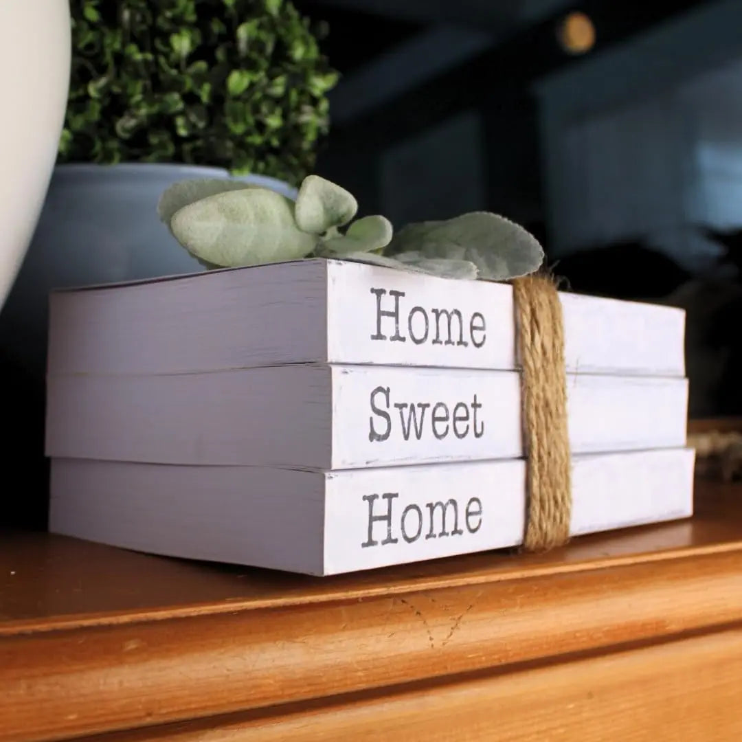 TenXVI Designs Home Sweet Home Decorative Books, White, Set of 3 