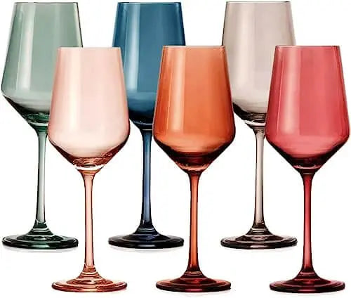 The Wine Savant Colored Crystal Wine Glass Set