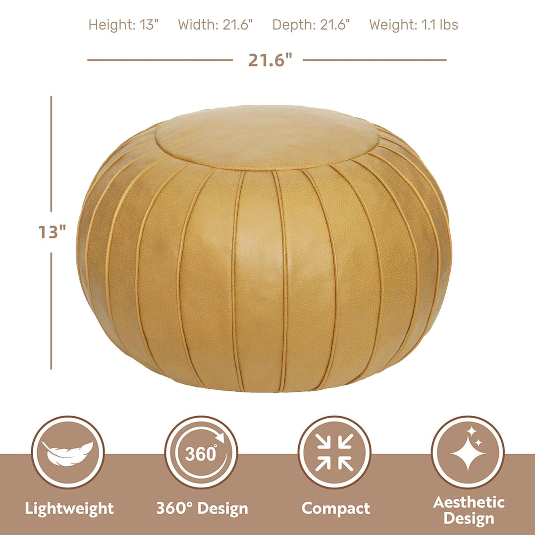 Thgonwid Unstuffed Storage Pouf Ottoman Foot Stool, Empty Shell, Handmade Faux Suede Round Floor Cushion Cover 21.6"x13" for Living Room, Bedroom, Wedding Decor (Yellow) 