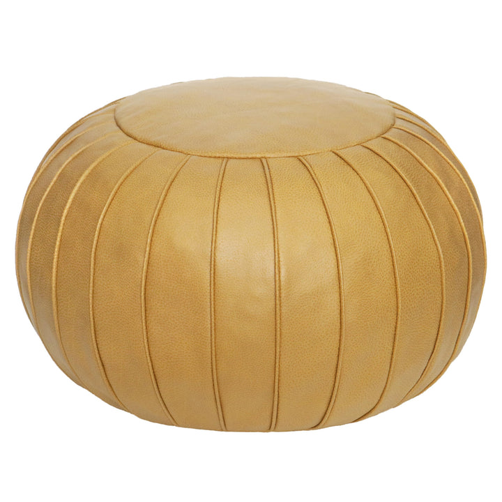 Thgonwid Unstuffed Storage Pouf Ottoman Foot Stool, Empty Shell, Handmade Faux Suede Round Floor Cushion Cover 21.6"x13" for Living Room, Bedroom, Wedding Decor (Yellow) 