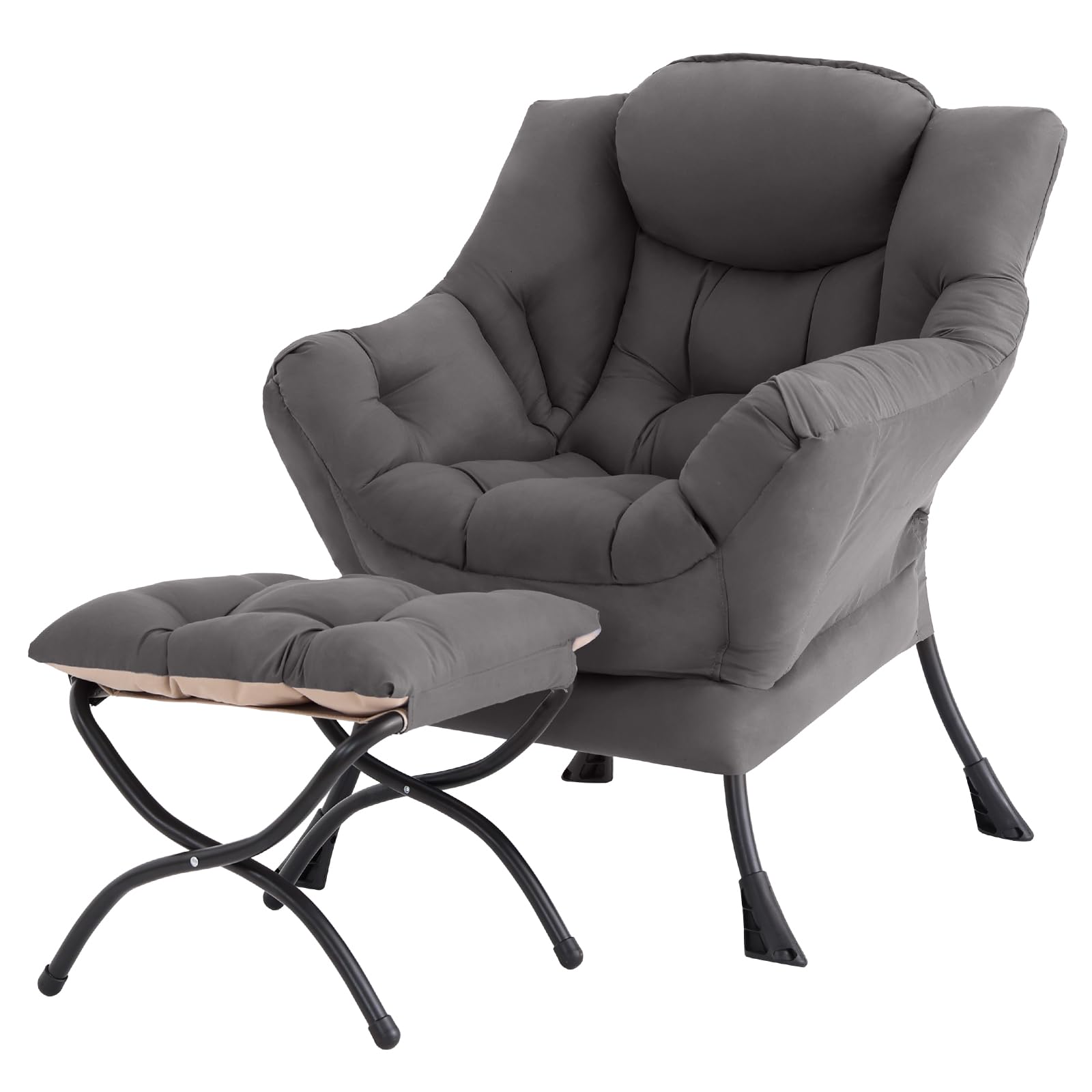 Tiita Lazy Chair with Ottoman - Dark Grey 