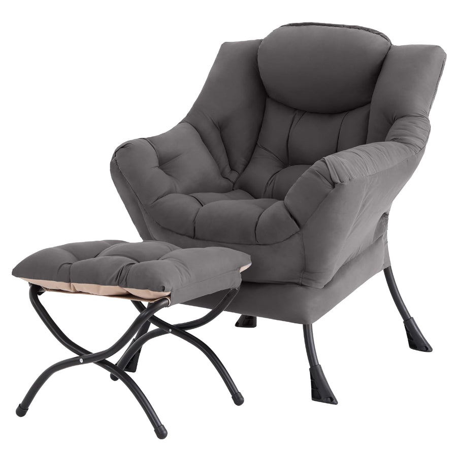 Tiita Lazy Chair with Ottoman - Dark Grey 