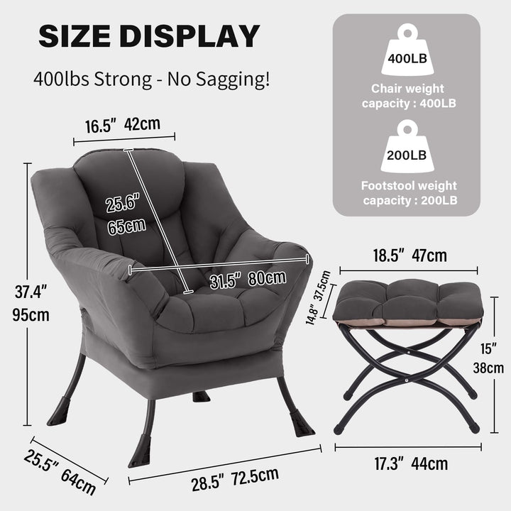 Tiita Lazy Chair with Ottoman - Dark Grey 