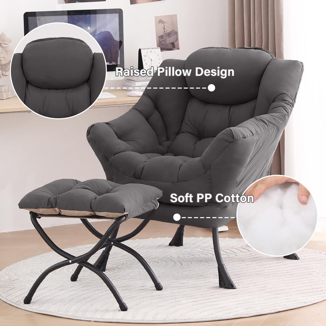 Tiita Lazy Chair with Ottoman - Dark Grey 