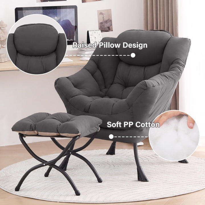 Tiita Lazy Chair with Ottoman - Dark Grey 