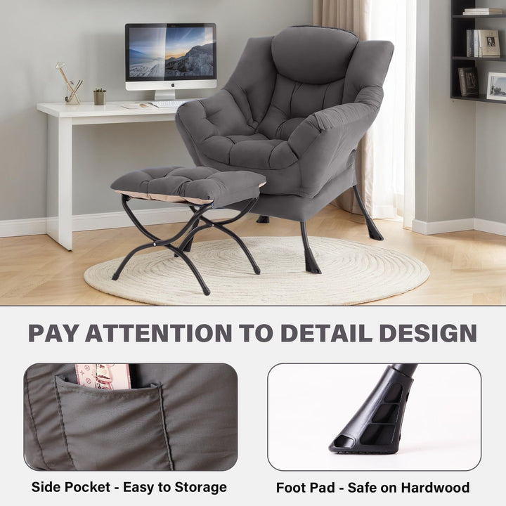 Tiita Lazy Chair with Ottoman - Dark Grey 