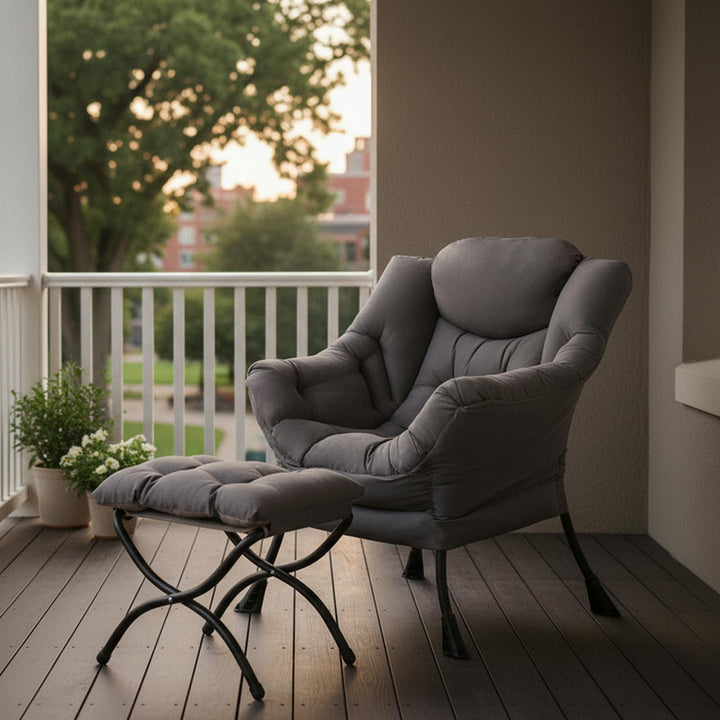 Tiita Lazy Chair with Ottoman - Dark Grey 